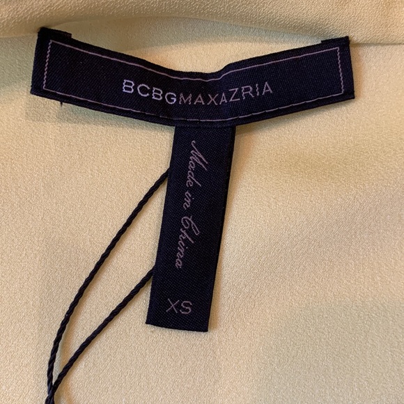 BCBG MAXAZRIA One Shoulder Peplum draped Top Lime Yellow XSmall - Picture 9 of 16